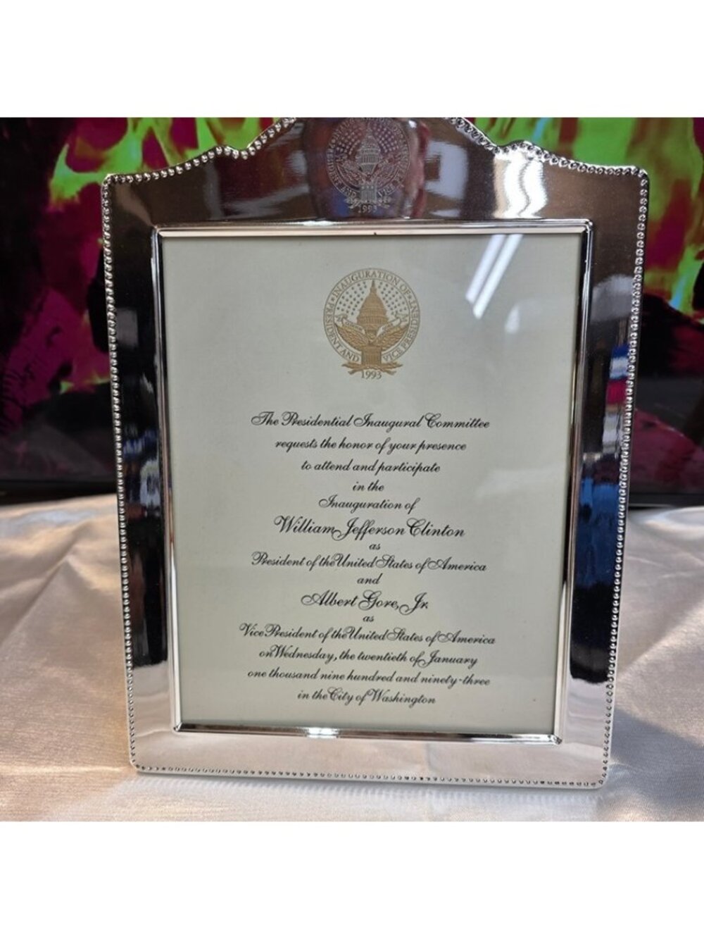 1993 Clinton Gore Presidential Inauguration Invitation Framed